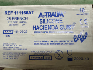 1-Box(10)Axiom Medical - Hacienda - 111166AT Sump Drain Tube Silicone Dual-Lumen Style 28 Fr.
