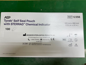 1-Box(100)ASP 12356 Tyvek Self Seal Pouch With STERRAD Chemical Indicator, 320mm x 560mm