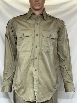 Korean War US Army Khaki Uniform Shirt-DATED