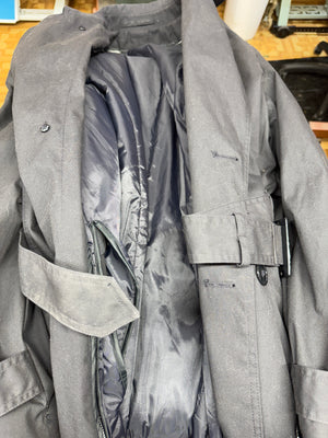 DSPC Garrison Collection Black All Weather Army Trench Coat Size 44XL Belted