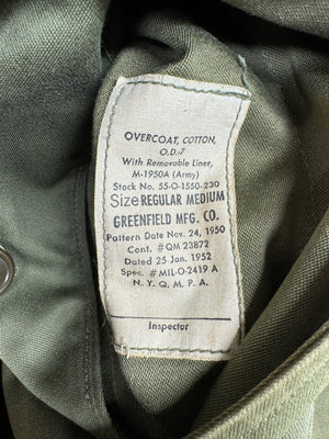 1952 KOREAN WAR Distressed ARMY MILITARY TRENCH Overcoat Belted