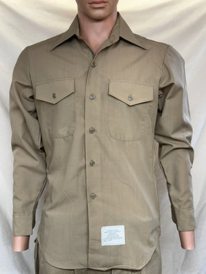 Vintage USMC Marine Corps Military Khaki 2122 Long Sleeve Shirt