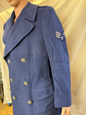 ORIGINAL WW2 ERA USAAF BLUE WOOL OVERCOAT -1949