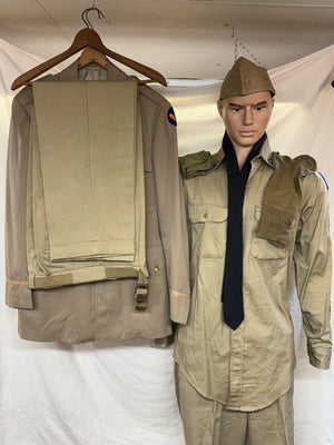 WWII USAAF Officers Khaki Dress Uniform-Named(Jacket/Pants,Shirt,Tie,Hat,Socks,Belt,Handkerchief)