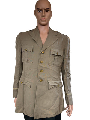 ORIGINAL WWII US Army Air Force Officer Pilot Uniform Wool Khaki Summer Jacket-Named