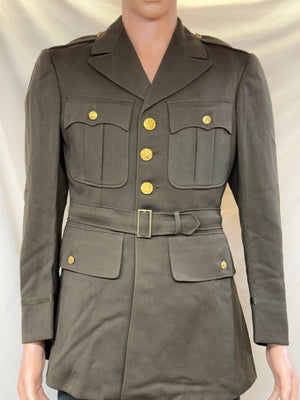 WW2 US Army Officer Tunic/Belt Green Gabardine Wool Class A
