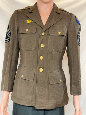 Vintage WWII NAMED Army Air Force Military Wool Uniform Jacket With Rank