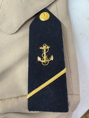 1968 US Navy Khaki Dress Jacket & Hat (3rd Class Hard Boards Midshipman)
