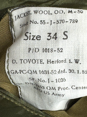 AUTHENTIC US ARMY KOREAN WAR M1950 IKE EISENHOWER MILITARY JACKET 34S