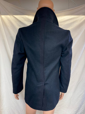 USN NAVY PEACOAT- USN Blue Wool Coat, Named,36 Reg