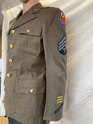 Original WWII US Army Wool Uniform Jacket Size 37Reg. 1943 Dated