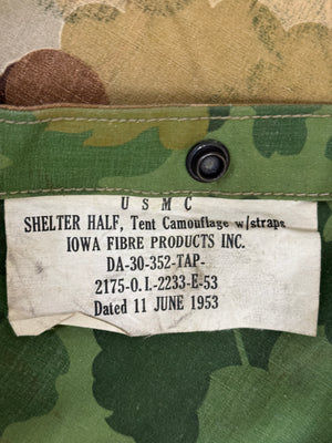 Authentic U.S.USMC 1953 (Korean War)Dated Shelter Half Tent-Reversible Camouflage