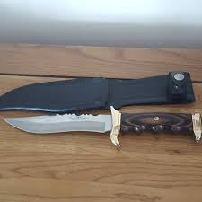 Vintage Miguel Nieto Fixed Blade Knife, 440c Steel, Hunting Knife in Leather Sheath