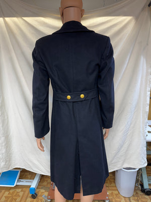 Vintage US Navy Officer's Bridge Coat Navy Blue Peacoat 100% Wool Heavy Eagle Button 35Long