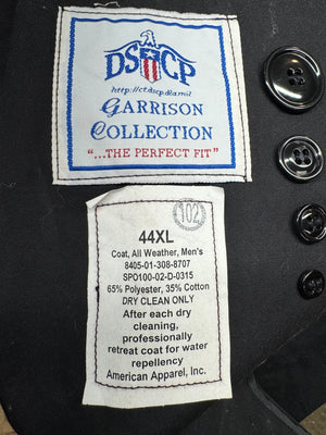 DSPC Garrison Collection Black All Weather Army Trench Coat Size 44XL Belted