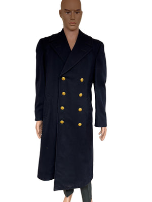 Vintage 50’s US Navy Officer's Bridge Coat Black 100% Wool Heavy Eagle Button