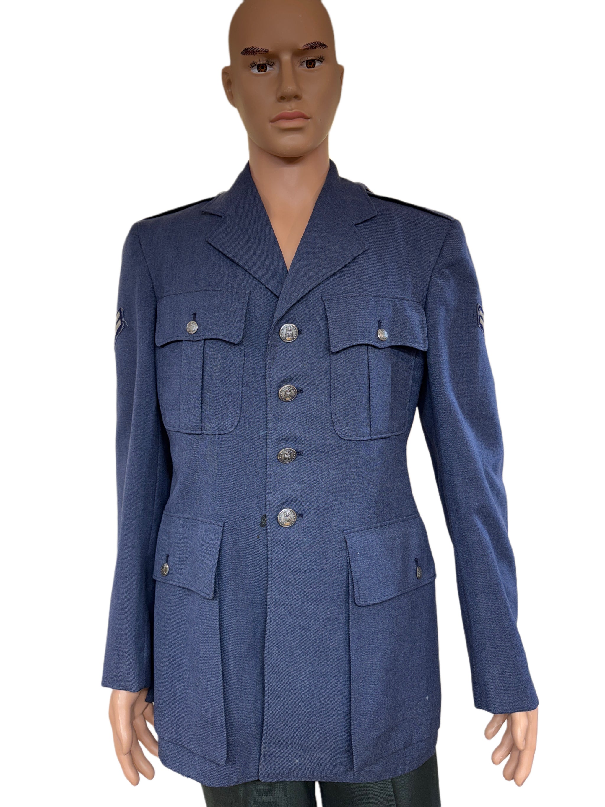 usaf service dress VINTAGE 50's AIR FORCE SERVICE DRESS UNIFORM 39L BLUE COAT JACKET MILI