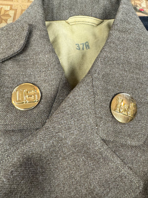 Original WWII US Army Wool Uniform Jacket Size 37Reg. 1943 Dated
