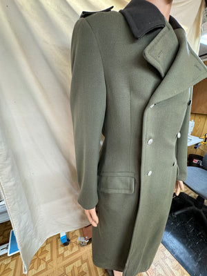 East German NVA Military Trench Coat Green Wool Size M 48