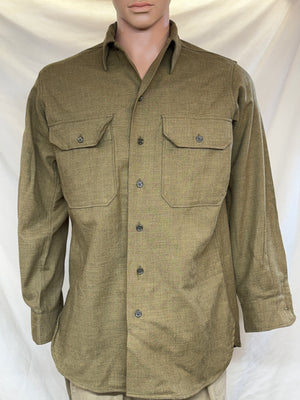 WWII US Army OD Flannel Uniform Shirt-DATED