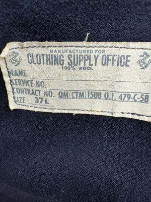 Vintage 50’s US Navy Officer's Bridge Coat Black 100% Wool Heavy Eagle Button
