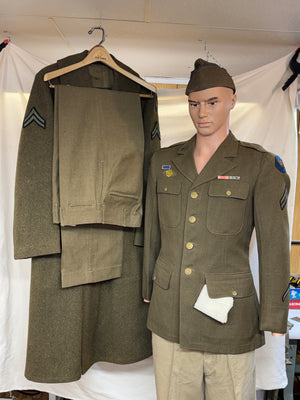 WWII USAAF Soldiers Matching Uniform-NAMED/DATED Trench Coat Jacket,Trousers,Cap & Handkerchief