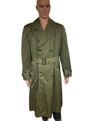 1952 KOREAN WAR Distressed ARMY MILITARY TRENCH Overcoat Belted