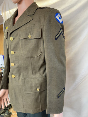WW2 Army Enlisted Wool Dress Jacket With Patches NAMED & DATED
