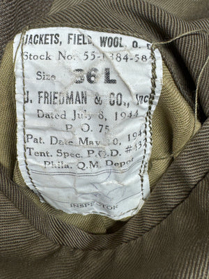 Authentic WWII US ARMY “IKE”  WOOL JACKET Dated 1944 Size 36L