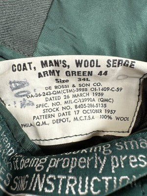Original US Army Green Service Uniform Vietnam Era 34L Jacket-Named