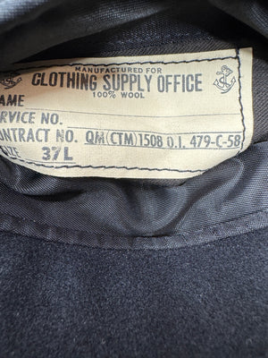 Vintage 50’s US Navy Officer's Bridge Coat Black 100% Wool Heavy Eagle Button