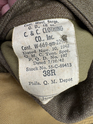 WW2 Army Enlisted Wool Dress Jacket With Patches NAMED & DATED