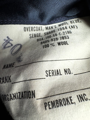 ORIGINAL VIETNAM ERA USAAF BLUE WOOL OVERCOAT-1968