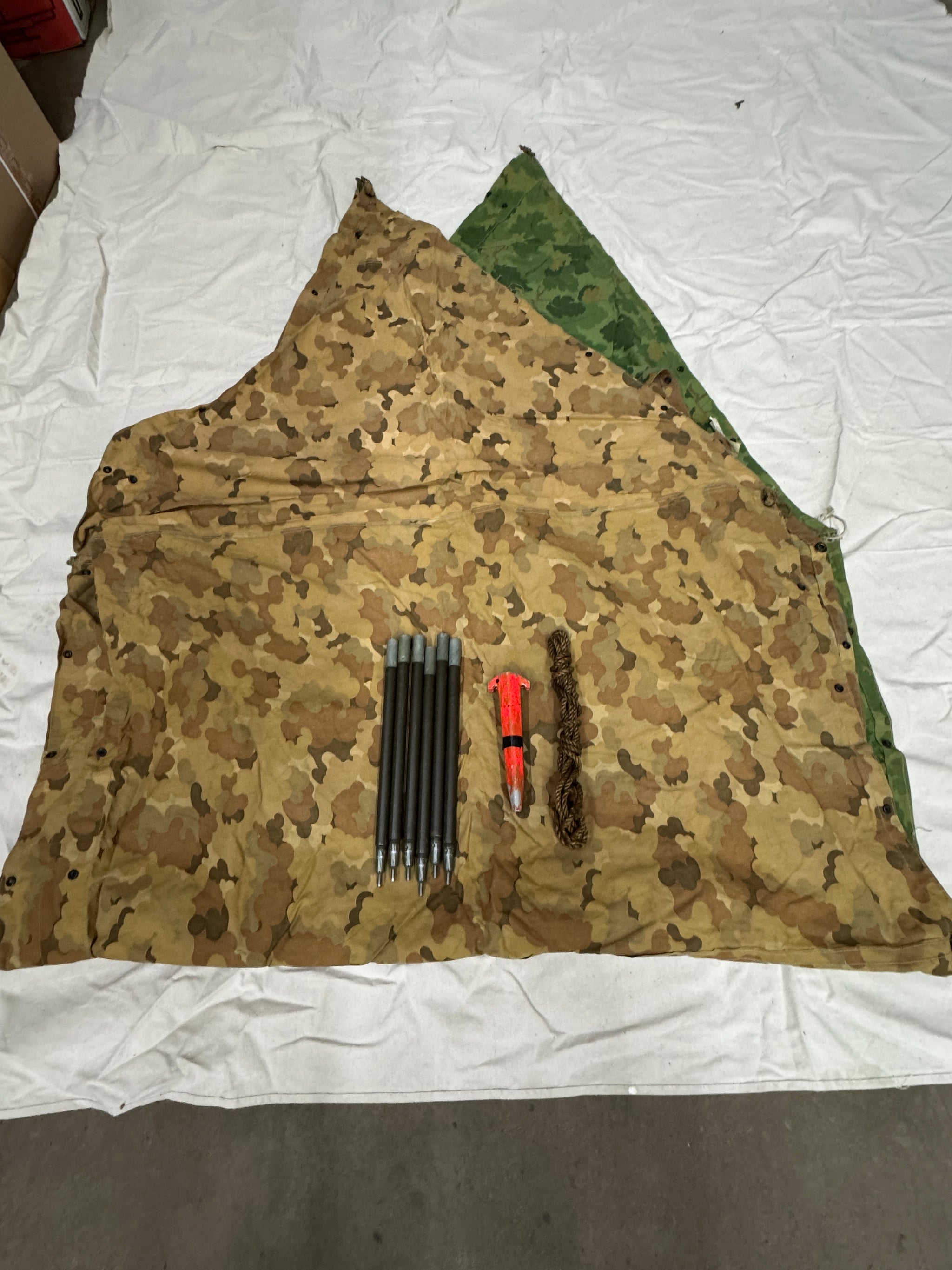 Authentic U.S.USMC 1953 (Korean War)Dated Shelter Half Tent-Reversible