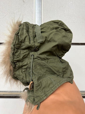 50’s GENUINE US ARMY MILITARY FISHTAIL PARKA EXTREME COLD WEATHER WOLF FUR HOOD