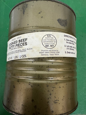 U.S. MILITARY ISSUE COOKED-BEEF PATTY PIECES FREEZE DRIED W/CORN MEAL ADDED