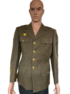 WW2 Army Enlisted Wool Dress Jacket With Patches NAMED & DATED