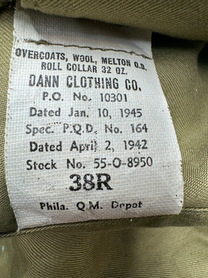 WW2 US ARMY Cold Weather Wool Trench Coat Overcoat 38R 1942