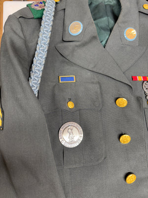 US Army Dress Green Military Jacket & Tie Vietnam Era Size 39R