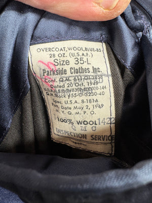 ORIGINAL WW2 ERA USAAF BLUE WOOL OVERCOAT -1949