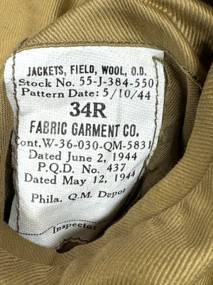 U.S. Army WWII 1944 Ike OD Wool Field Jacket SIZE 34R