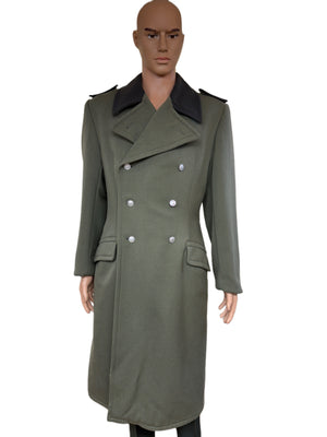 East German NVA Military Trench Coat Green Wool Size M 48