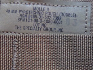 NEW MOLLE II DOUBLE 40MM HIGH PYROTECHNIC POUCH, COYOTE BROWN