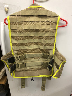 Vis-Tac Military Style Zipper LBV Load Bearing Vest w/ MOLLE Pouches Brown VGC