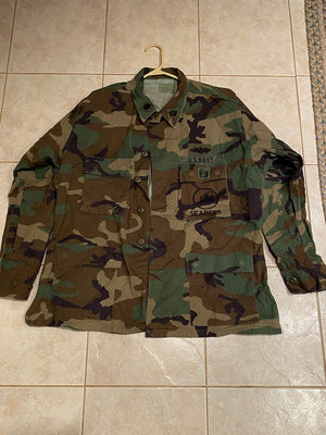US NAVY COMMANDER SEEBEES Field Coat Woodland Camouflage Camo