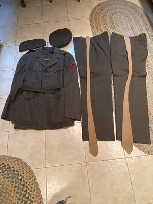 VINTAGE WOOL USMC Service Dress Uniform Alpha Set Coat ,Trousers ,Hats & Ties