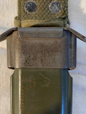WWII MARKED SWASTIKI HANDLE Bayonet Utica Fighting Knife Dagger USM4 w/M8 B.M. Co. Sheath