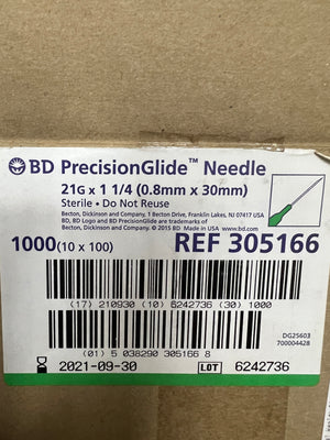 BD PrecisionGlide Needle 21G x 1 1/4